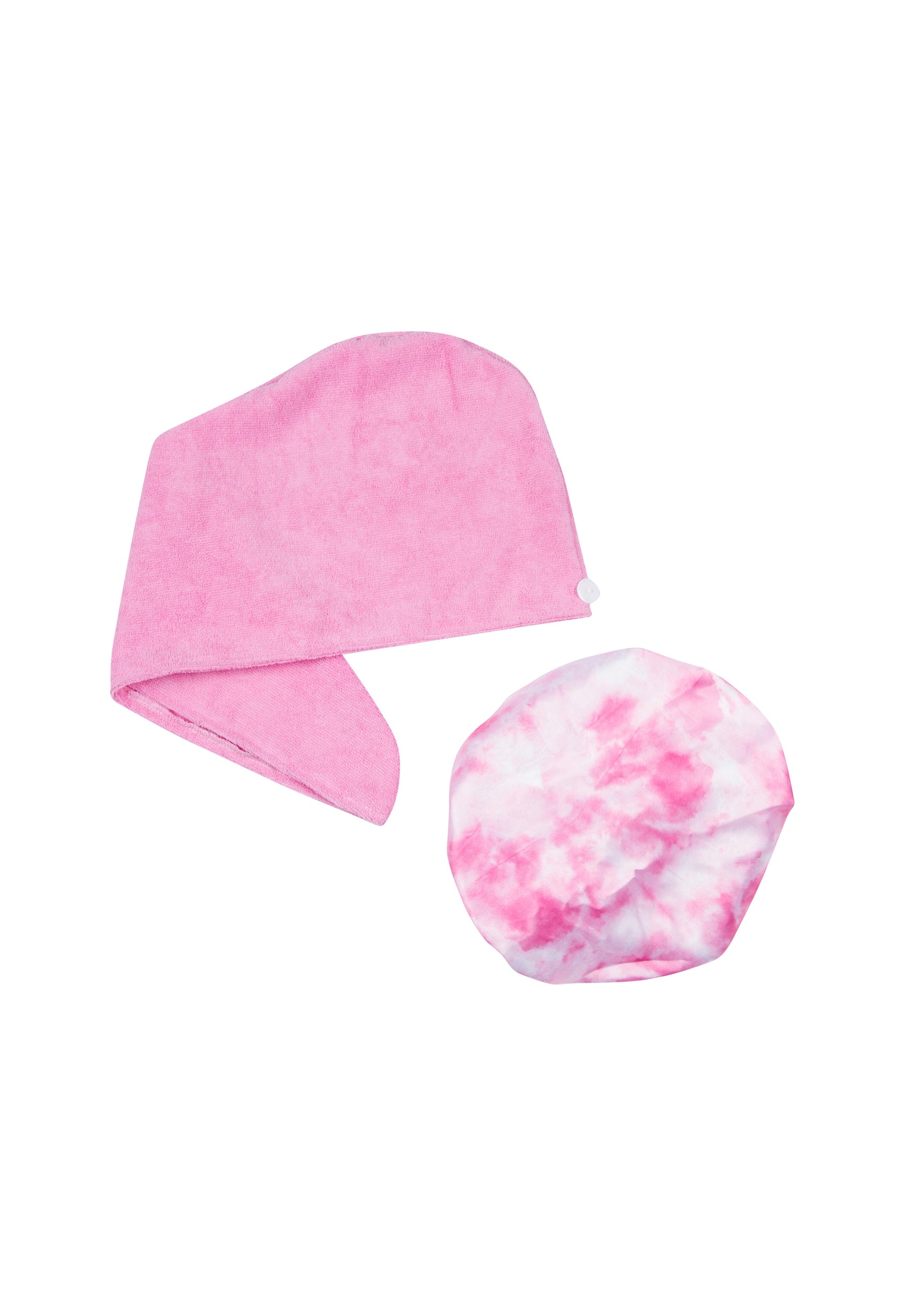 Shower Cap & Hair Turban (Hot Pink Tie Dye)