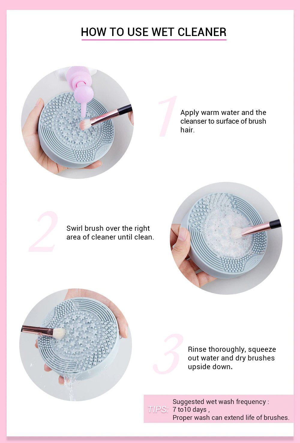 Makeup Brush Cleaner 2-in-1 Dry (Sponge) & Wet (Silicone)
