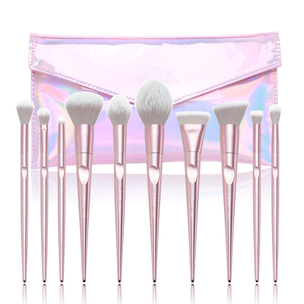 10PCS Pink Makeup Brush Set With FREE Bag